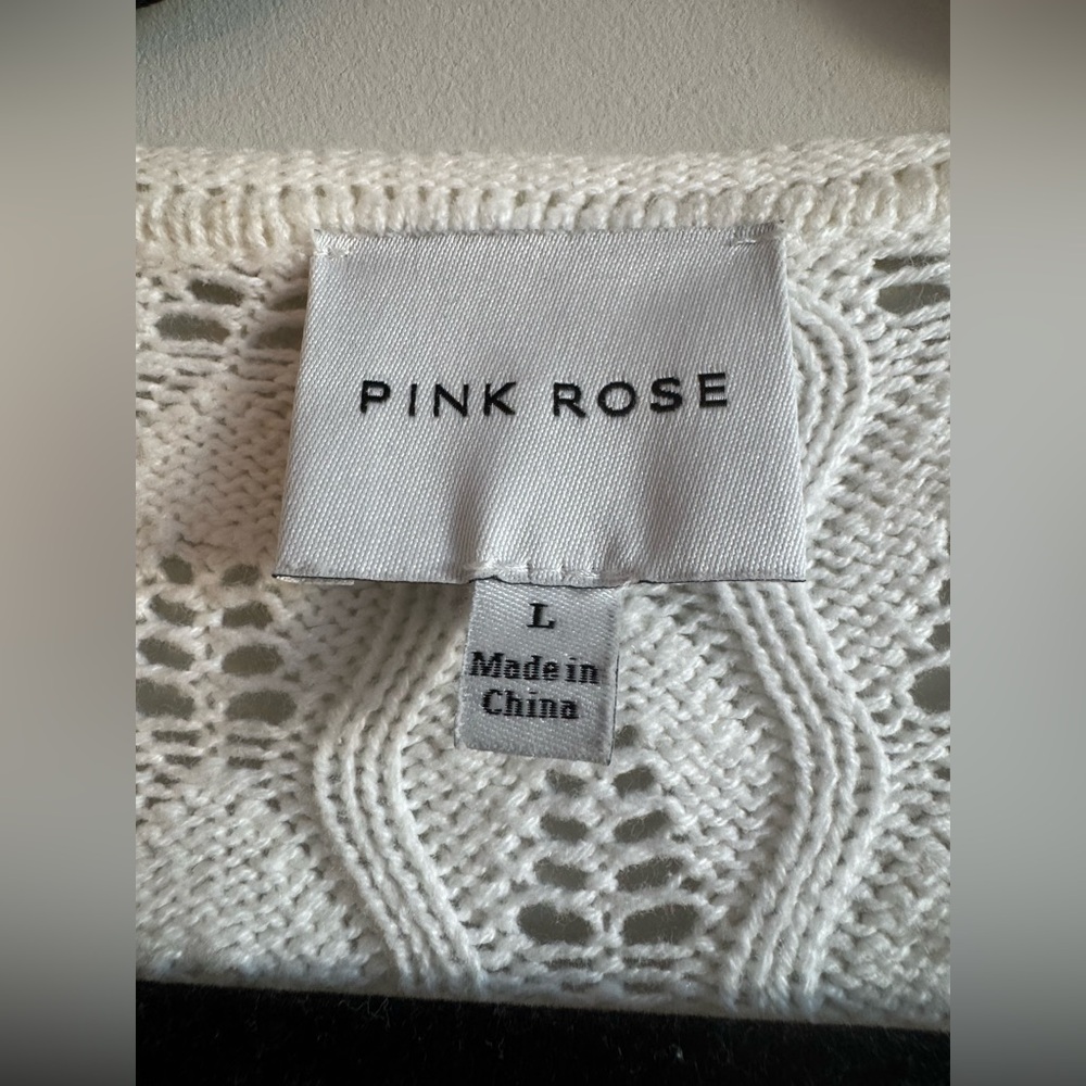 NWOT Pink Rose White Flare Sleeve Cropped Bolero Shrug Summer Spring Cardigan - Picture 3 of 4
